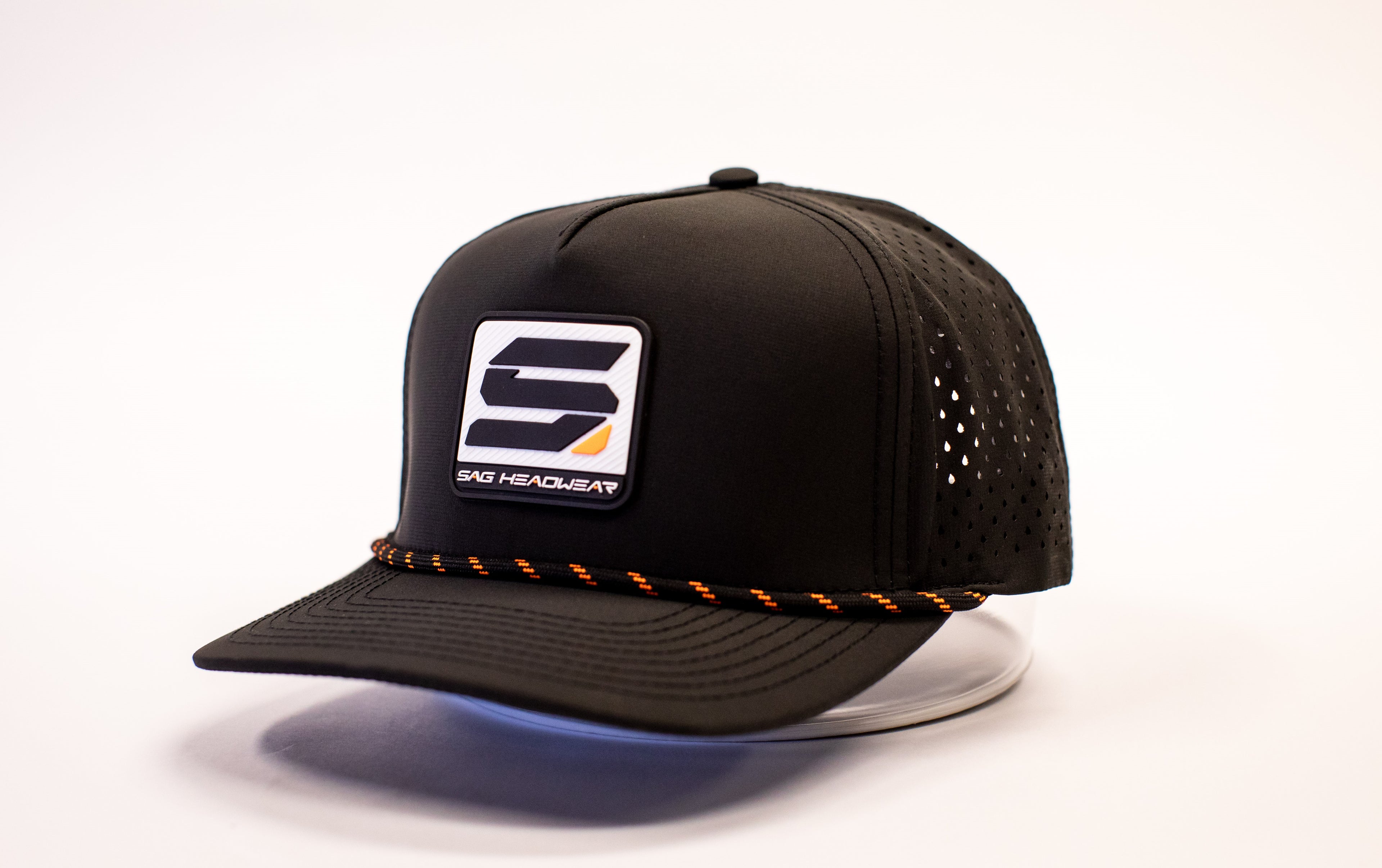 Black/Flourescent Orange SAG Headwear Square Logo