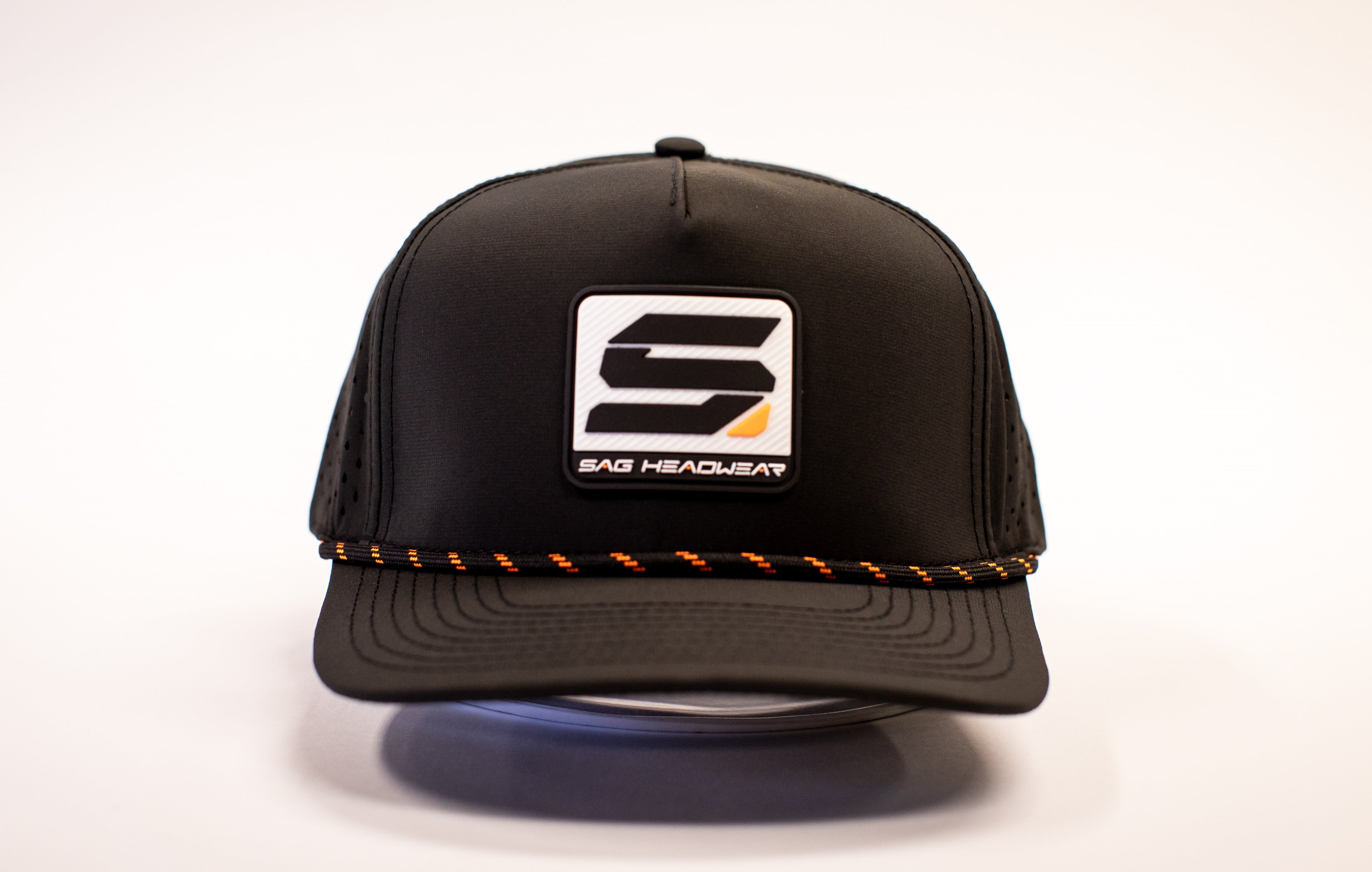 Black/Flourescent Orange SAG Headwear Square Logo