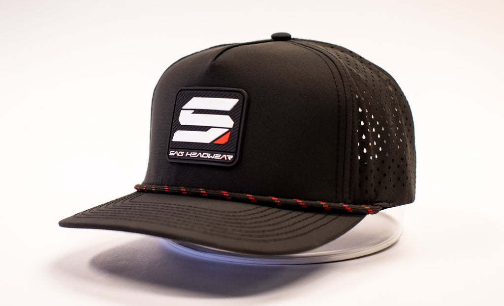 Black/Red SAG Headwear Square Logo