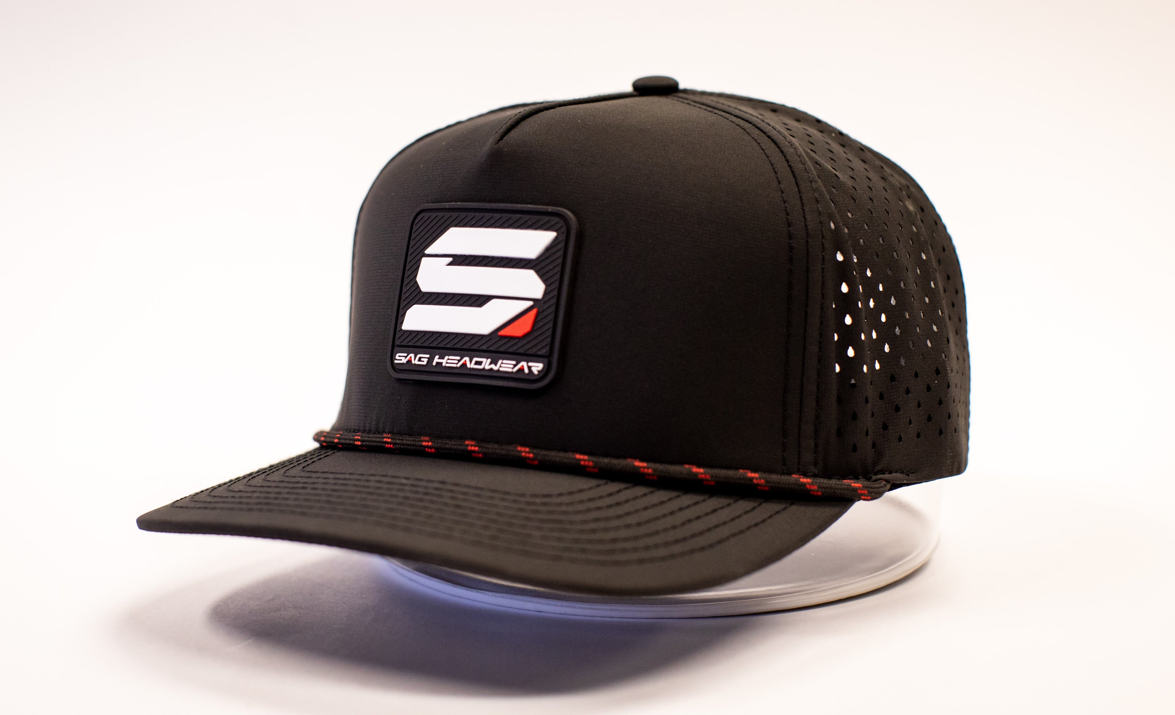 Black/Red SAG Headwear Square Logo