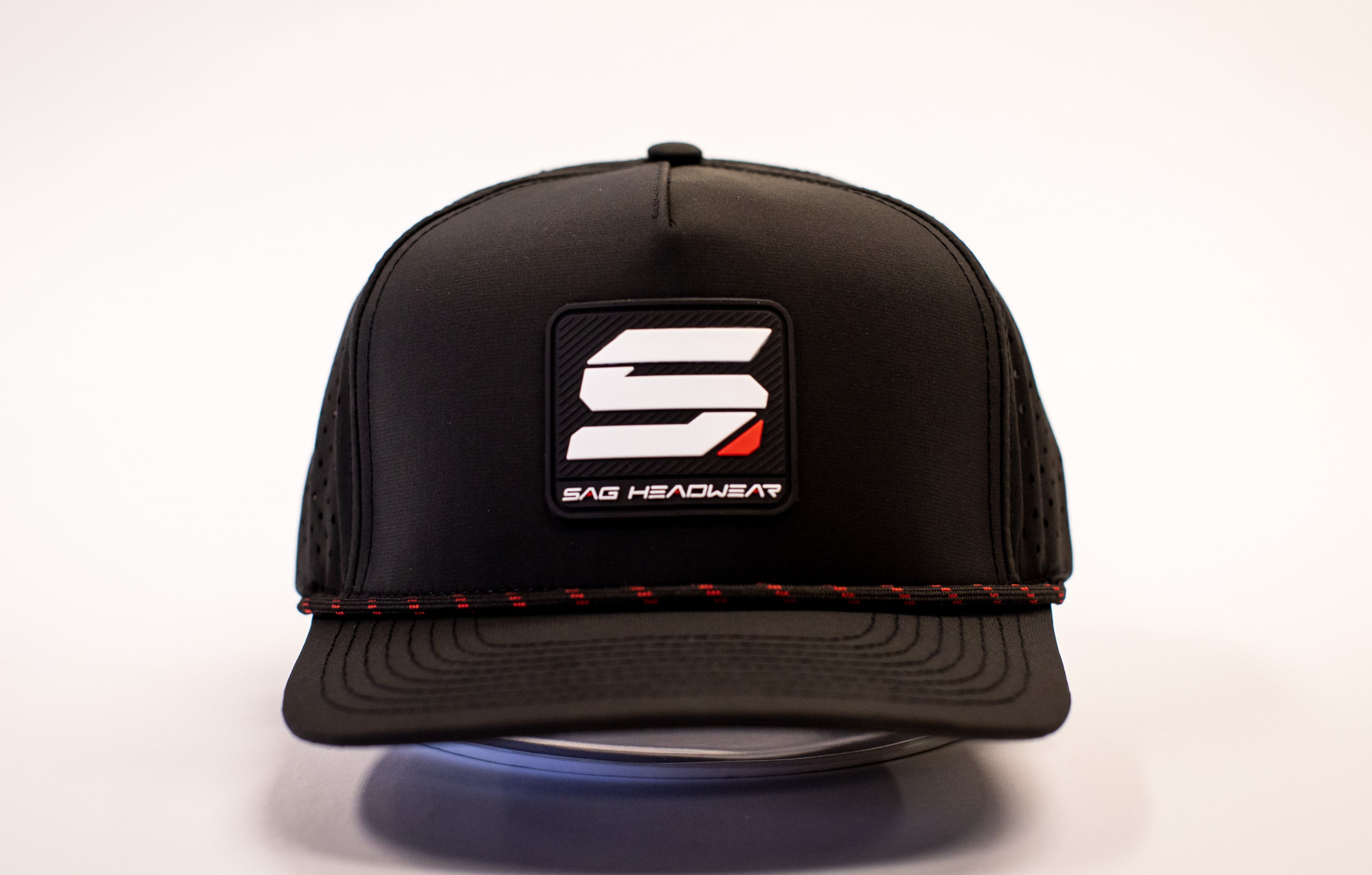 Black/Red SAG Headwear Square Logo