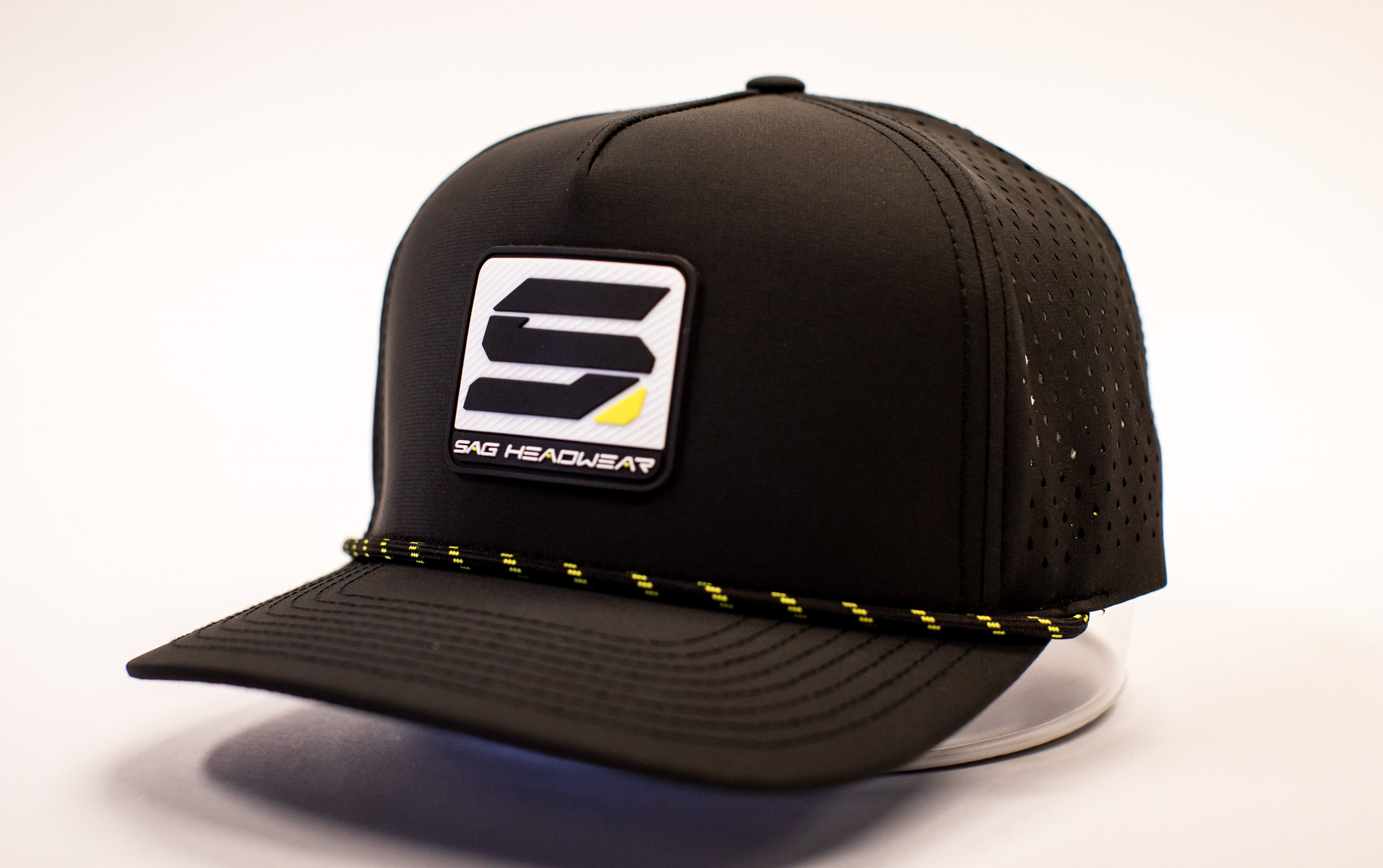 Black/Flourecent Yellow SAG Headwear Square Logo