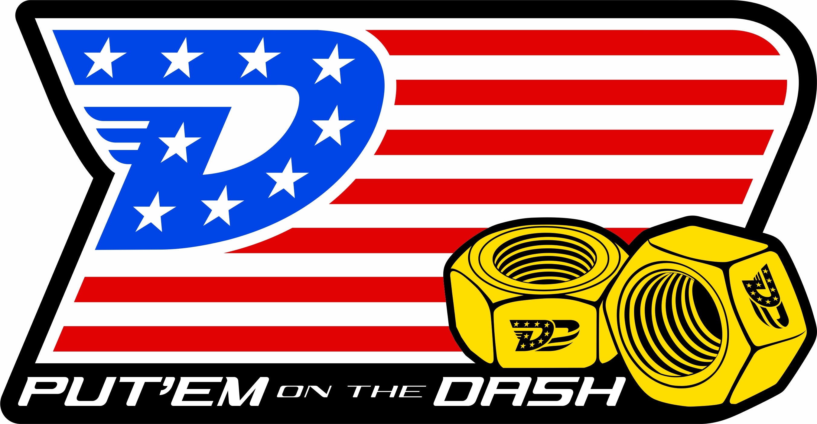 Downforce Danny Put'em on the Dash Flag Decal - 4"